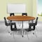 Flash Furniture Mobile 60" Circle Wave Oak Table Set-16" Chairs XU-GRP-16CH-A60-HCIRC-OAK-T-A-CAS-GG - alternate 1